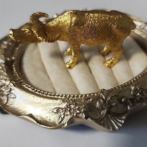 RISIS 24kt Gold Plated Miniature Zodiac OX Figurine EPNS